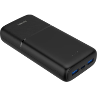 Deltaco Powerbank pikalatauksella, 3 porttia, 2x USB-A 18W, 1x USB-C PD 20W, 20 000 mAh musta