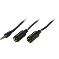 DELTACO headset-sovitin 1x3,5mm uros - 2x3,5mm naaras 0,5m