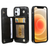 Smartte Apple iPhone 12 / iPhone 12 Pro musta suojakuori korttipaikoilla