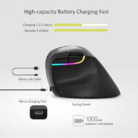 M618 Mini Wireless 2400DPI USB Rechargeable Ergonomic Vertical Mouse Grey Delux