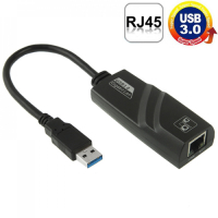 Smartte USB 3.0 10/ 100/ 1000Mbps RJ-45 Ethernet-sovitin kannettaville, toimii Mac OS ilman ajureita, Windows Plug and Play (musta) rj45