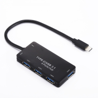 4 x USB 3.0 Portit USB-C / C-tyypin HUB-sovitin, johdon pituus: 28cm