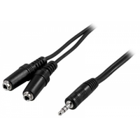 Ääni Y-kaapeli,1x3,5mm u - 2x3,5mm n, 1m