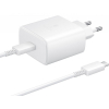 Samsung 45W Super Fast Charging 2.0 matkalaturi, Type-C -kaapelilla, PD 3.0, valkoinen