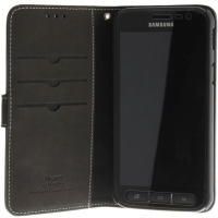 INSMAT Samsung XCOVER 4/4S SUOJAKOTELO, aitoa nahkaa, MUSTA,  RFID-SUOJATTU