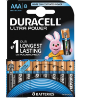 Duracell Ultra Power AAA patterit, 8 kpl, alkaline, pitkäikäinen