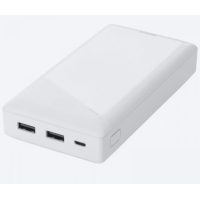 DELTACO varavirtalähde, 20000mAh, 2x USB-A ja 1x micro usb ulos, valkoinen