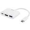 USB-C-telakointiasema, HDMI/USB-A/USB-C, 60 W USB-C PD, valkoinen DELTACO