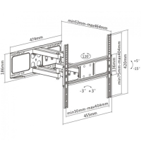 DELTACO näytön seinäteline, 32" - 55", maks. 40kg, kallistus, kääntäminen, VESA, musta