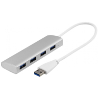 USB 3.0 -hubi, 4 x USB A naaras, alumiinia, hopea, DELTACO