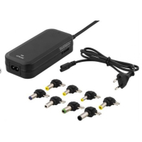 DELTACO virta-adapteri - AC / USB  AC/USB, AC 100-240 V, 90 Watt, output connectors: 2, musta