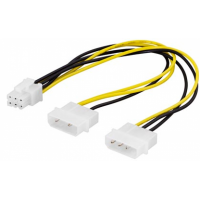 DELTACO adapterikaapeli 2x4-pin - 6-pin PCI express, 25cm