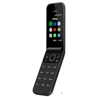 Nokia 2720 Flip musta, 2Mpix, 2,8“ +1,3“ näytöt, KaiOS älypuhelinominaisuuksilla.