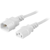 Deltaco maadoitettu laite-/jatkokaapeli IEC 60320 C14- IEC 60320 C13 1m valkoinen
