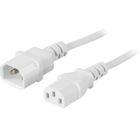 Deltaco maadoitettu laite-/jatkokaapeli IEC 60320 C14- IEC 60320 C13 1m valkoinen