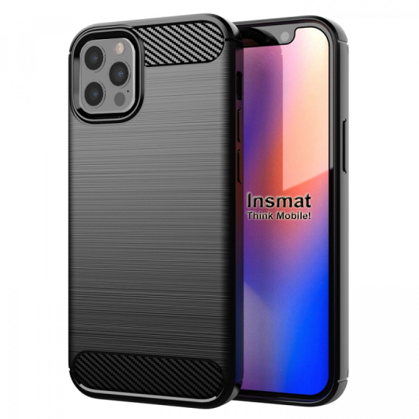 CARBON AND STEEL STYLE BACK COVER IPHONE 12/12 PRO musta