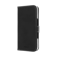 Tyylikäs aidosta nahasta käsintehty Flip kotelo iPhone 17 Pro Max:lle,musta, kolmella luottokortti paikalla sekä isolla taskulla. Korttipaikat RFID suojattu etälukemiselta.