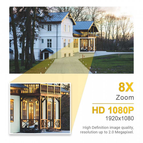 ESCAM QF288 FHD 1080P IP66, 8 X optinen zoomaus / Pan / Tilt, AI tuki, WiFi IP-kamera, tuki yönäölle / MicroSD kortti / Kaksisuuntainen ääni. - Image 3