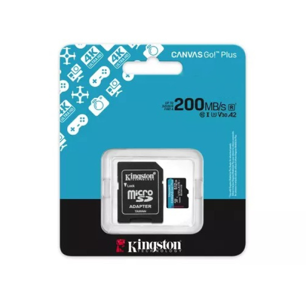 KINGSTON 256GB 200MB/s microSDXC Canvas Go Plus Gen4  A2 U3 V30 Card + Adapter