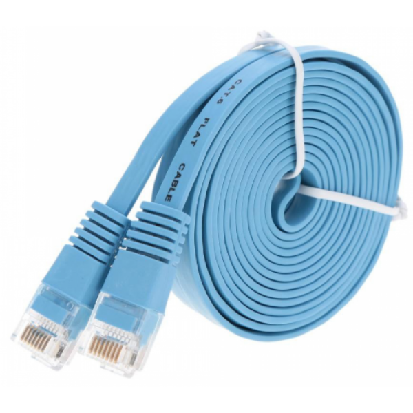 Litteä Verkkojohto CAT 6 15M Sininen
