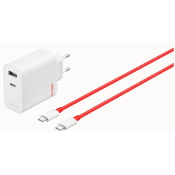Käytetty OnePlus SuperVOOC 80 W Dual Port -laturi + USB-C-latauskaapeli