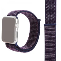 Apple Watch 5 & 4 44mm / 3 & 2 & 1 42mm, Magic Stick Sport Loop‑ranneke (Tummanvioletti)