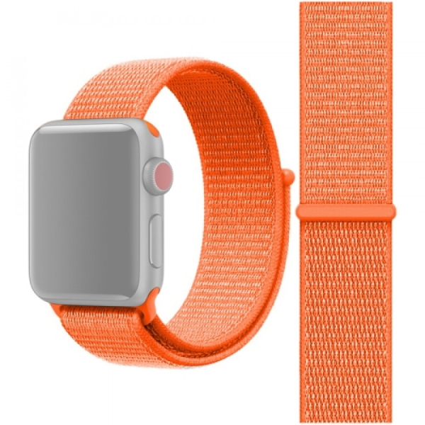 Apple Watch 5 & 4 44mm / 3 & 2 & 1 42mm, Magic Stick Sport Loop‑ranneke (oranssi)