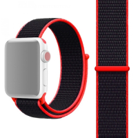 Apple Watch 5 & 4 44mm / 3 & 2 & 1 42mm, Magic Stick Sport Loop‑ranneke (punainen)