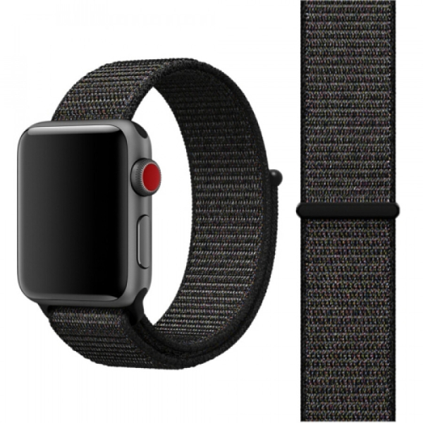 Apple Watch 5 & 4 40mm / 3 & 2 & 1 38mm, Magic Stick Sport Loop‑ranneke (musta)