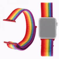 Apple Watch 5 & 4 40mm / 3 & 2 & 1 38mm, Magic Stick Sport Loop‑ranneke (sateenkaarivärit)
