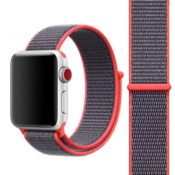 Apple Watch 5 & 4 40mm / 3 & 2 & 1 38mm, Magic Stick Sport Loop‑ranneke (Magenta)