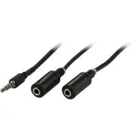 DELTACO headset-sovitin 1x3,5mm uros - 2x3,5mm naaras 0,5m