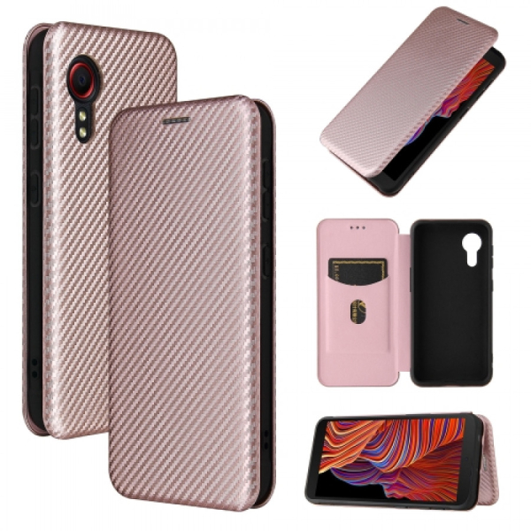 Smartte Samsung Xcover 5 hiilikuitu kuviolla suojakotelo (pinkki)