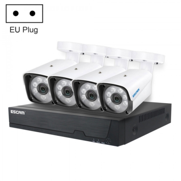 ESCAM PVR604 FHD 1080p, 4 kameran paketti, H.265, POE, NVR tallennin