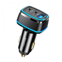 USAMS 105W autolaturi 2x USB-C + USB-A portti (musta) pikalataus, CC141 C24