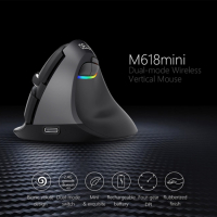 M618 Mini Wireless 2400DPI USB Rechargeable Ergonomic Vertical Mouse Grey Delux