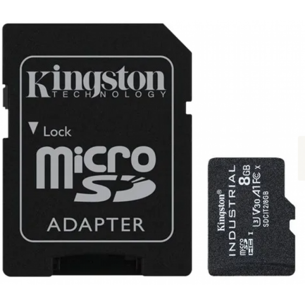 8GB microSDHC Industrial C10 A1 pSLC Card + SD Adapter