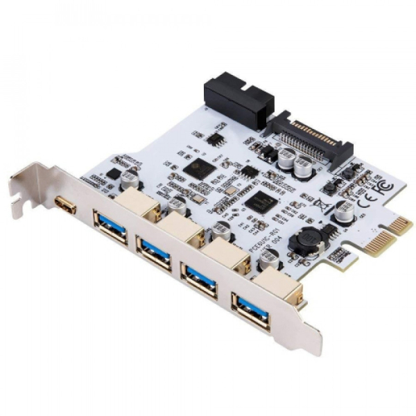Smartte USB3.0 Type-C / USB-C PCIe kortti, 4xUSB-A, 1xUSB-C