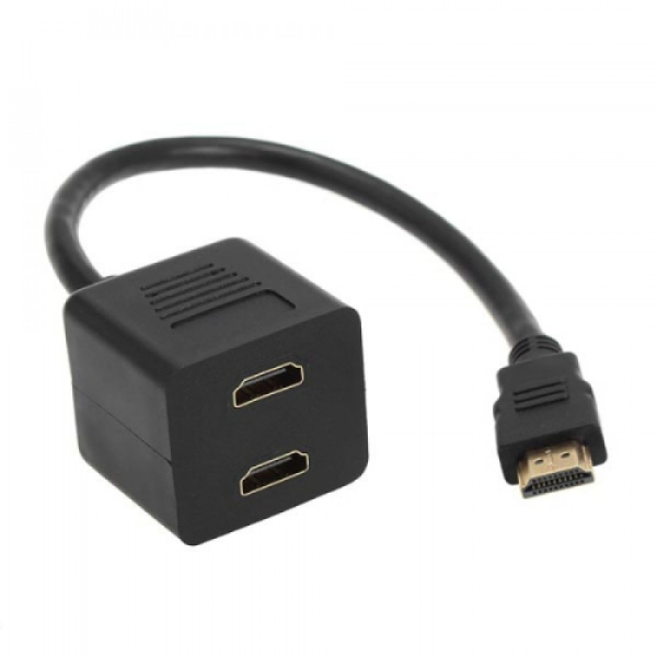 Smartte HDMI , 1 uros - 2 naarasta adapteri, 30cm johto (musta)