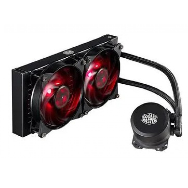 Cooler Master MasterLiquid Lite 240 All-in-one (AIO) CPU Liquid Cooler with 'Fire Red' LED MasterFan, 240mm Radiator, Dual Chamber Pump, Intel/AMD