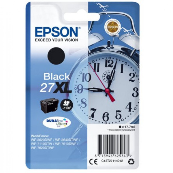 EPSON 27XL ink cartridge black high capacity 17.7ml 1.100 pages 1-pack, DURABrite ultra ink