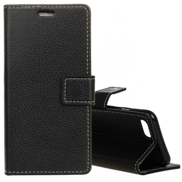 Honor 7s / Huawei Y5 2018 musta suojakotelo, Litchi