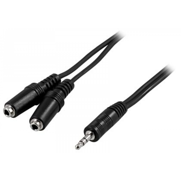 Ääni Y-kaapeli,1x3,5mm u - 2x3,5mm n, 1m