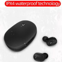 Alternative view of TWS A6S IPX4 Bluetooth 5.0 korvanapit latauskotelolla, musta, virran näyttö puhelimessa