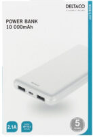 Alternative view of Varavirtalähde, 10000 mAh, 2 x USB-A, 2,1A, LED-merkkivalo, valkoinen Deltaco
