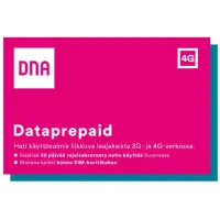 DNA Dataprepaid, 1kk, 4G/3G Maks. nopeus 300Mbit/s, kuukausimaksuton mobiililaajakaista