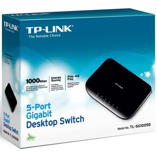 TP-LINK 5-porttinen 10/100/1000 Mbps Gigabit kytkin TL-SG1005D