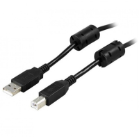 Deltaco FUJT 5m USB 2.0 kaapeli A-B u-u, musta