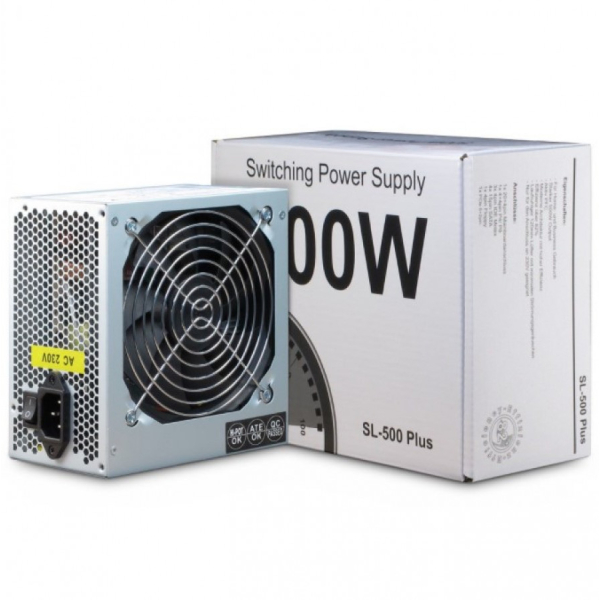 Inter-Tech SL-500 Plus - 500 Watt - 120 mm - 80 Plus,  ATX virtalähde