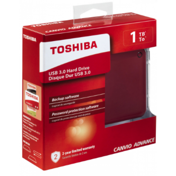 Toshiba canvio advance ulkoinen kiintolevy 1 TB - Punainen